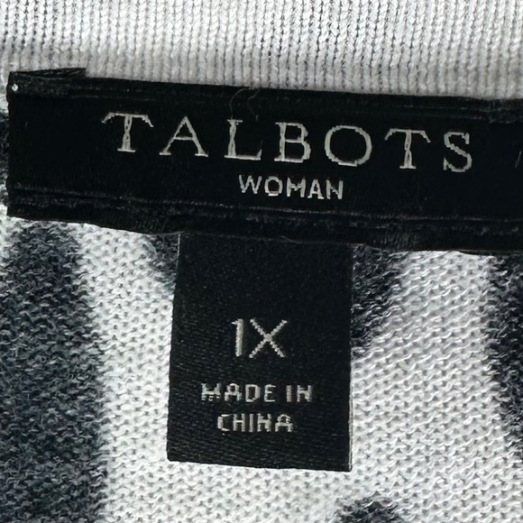 Talbots Cardigan Sweater Sz 1X 16 18 Black White Dots Artsy Stretch Career - Picture 4 of 5